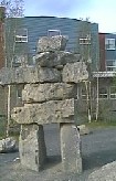 Inukshuk sculpture in Inuvik, Northwest Territories, Canada